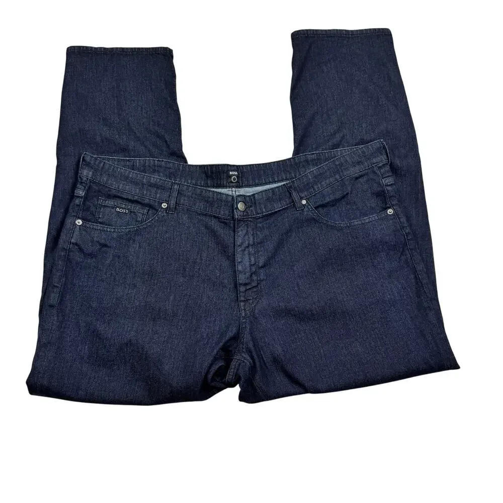 Boss Lightweight Candiani Straight-Leg Dark Wash Denim Jeans Men's Size 46/32